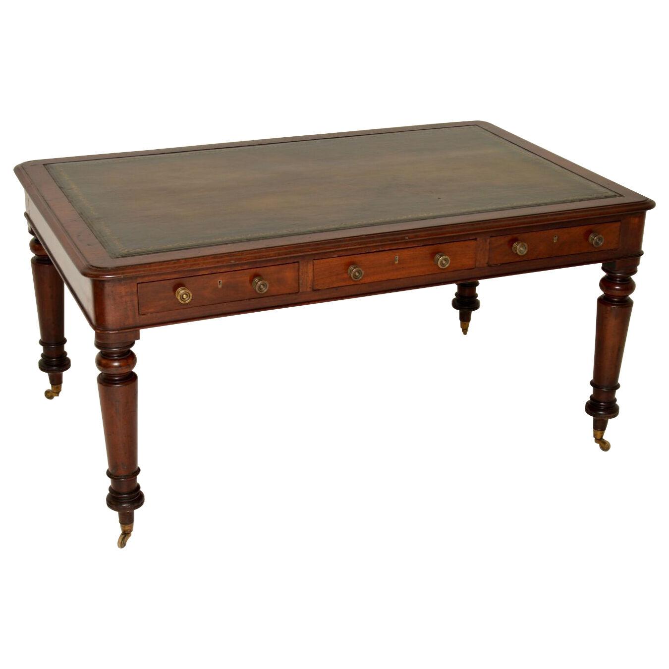 Antique Victorian Mahogany Partners Desk / Writing Table