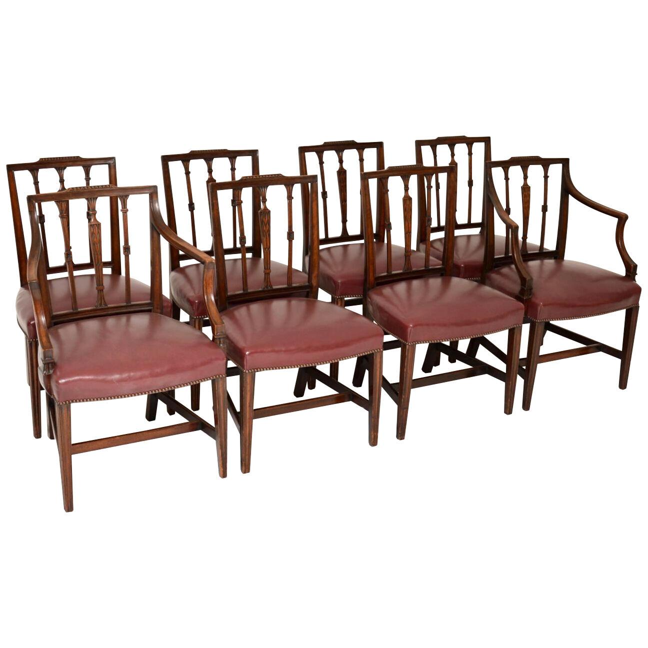 Set of 8 Antique Georgian Mahogany Dining Chairs