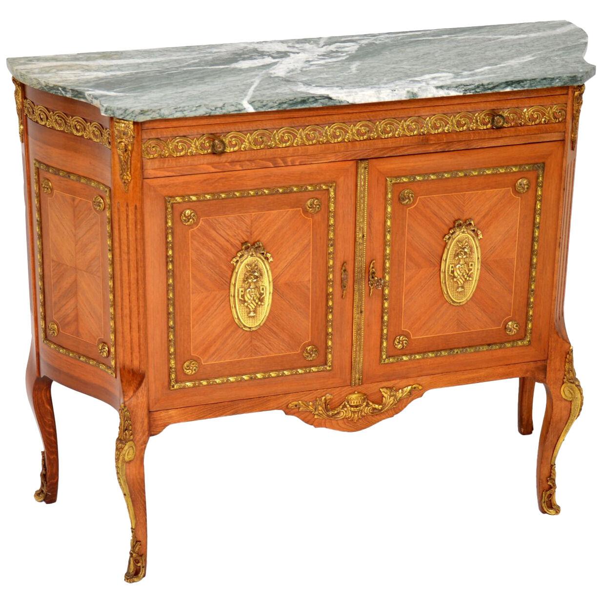 Antique French Ormolu Mounted Marble Top Cabinet