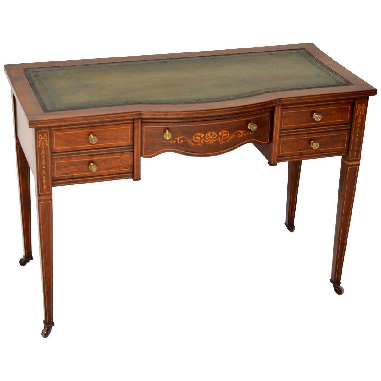 Antique Edwardian Inlaid Rosewood Writing Table / Desk