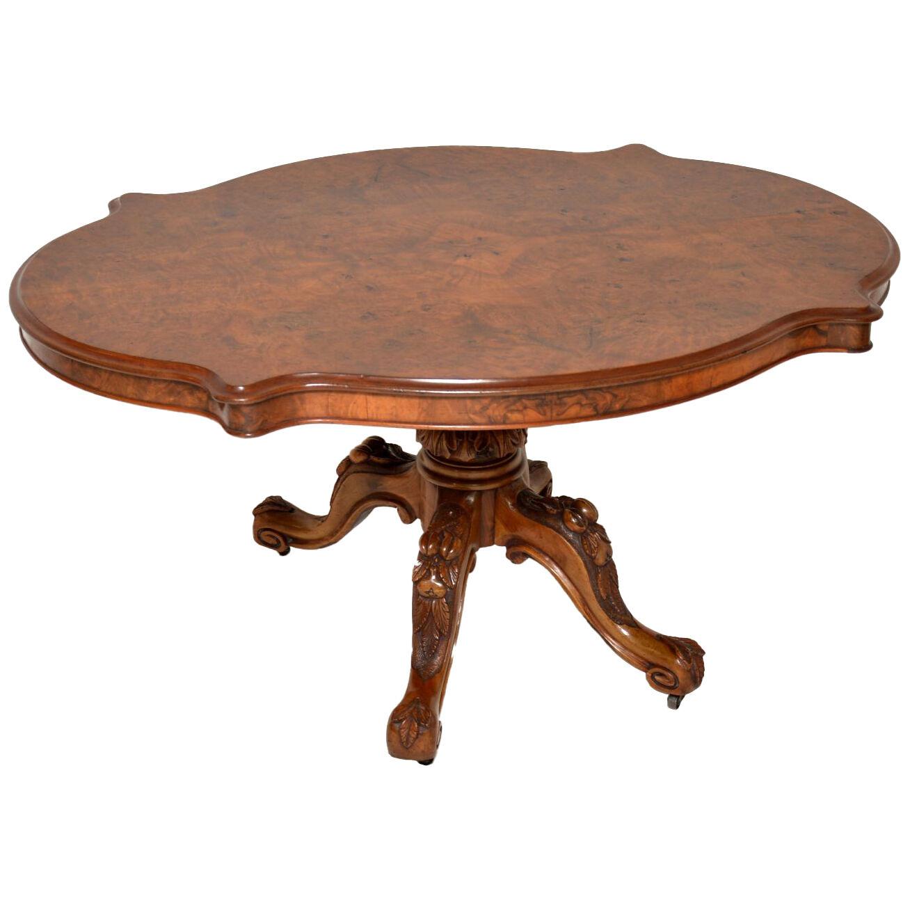 Antique Victorian Burr Walnut Loo Table