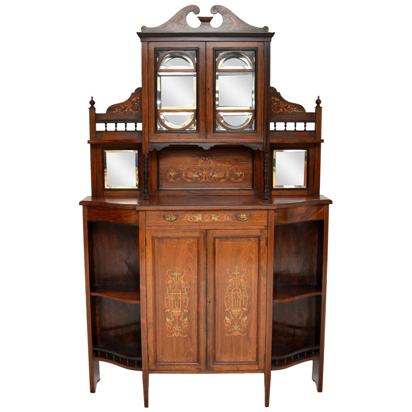 Antique Victorian Inlaid Rosewood Chiffonier Cabinet
