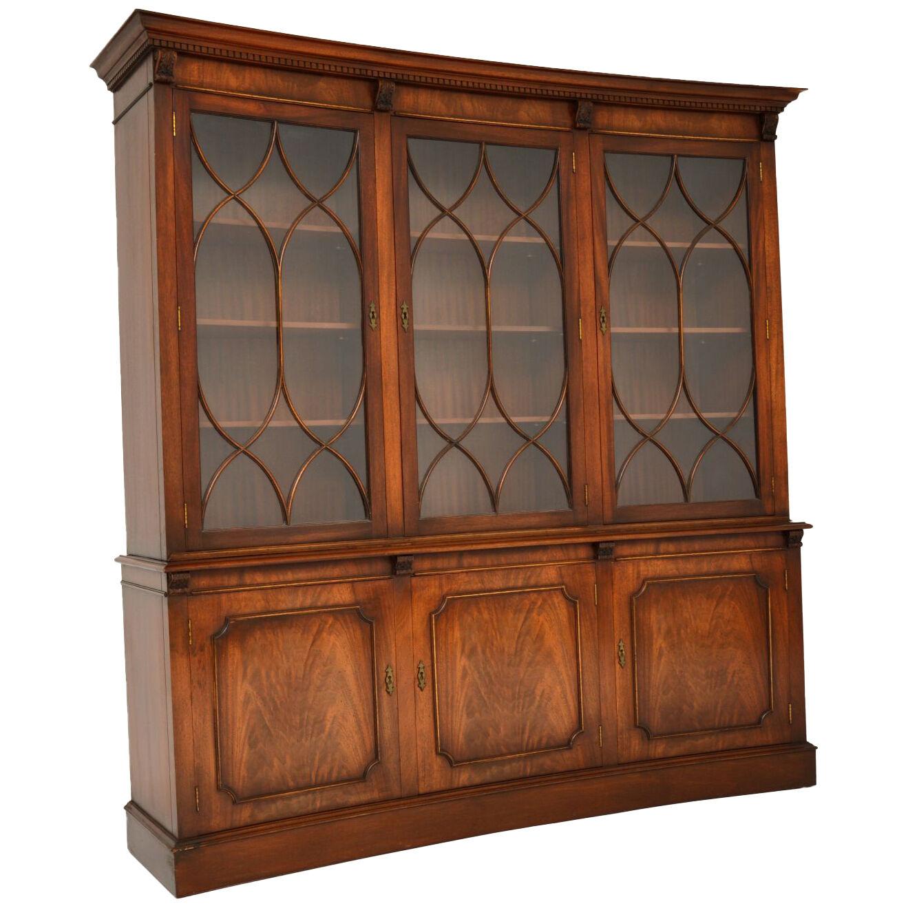 Antique Regency Style Mahogany Concave Front Bookcase