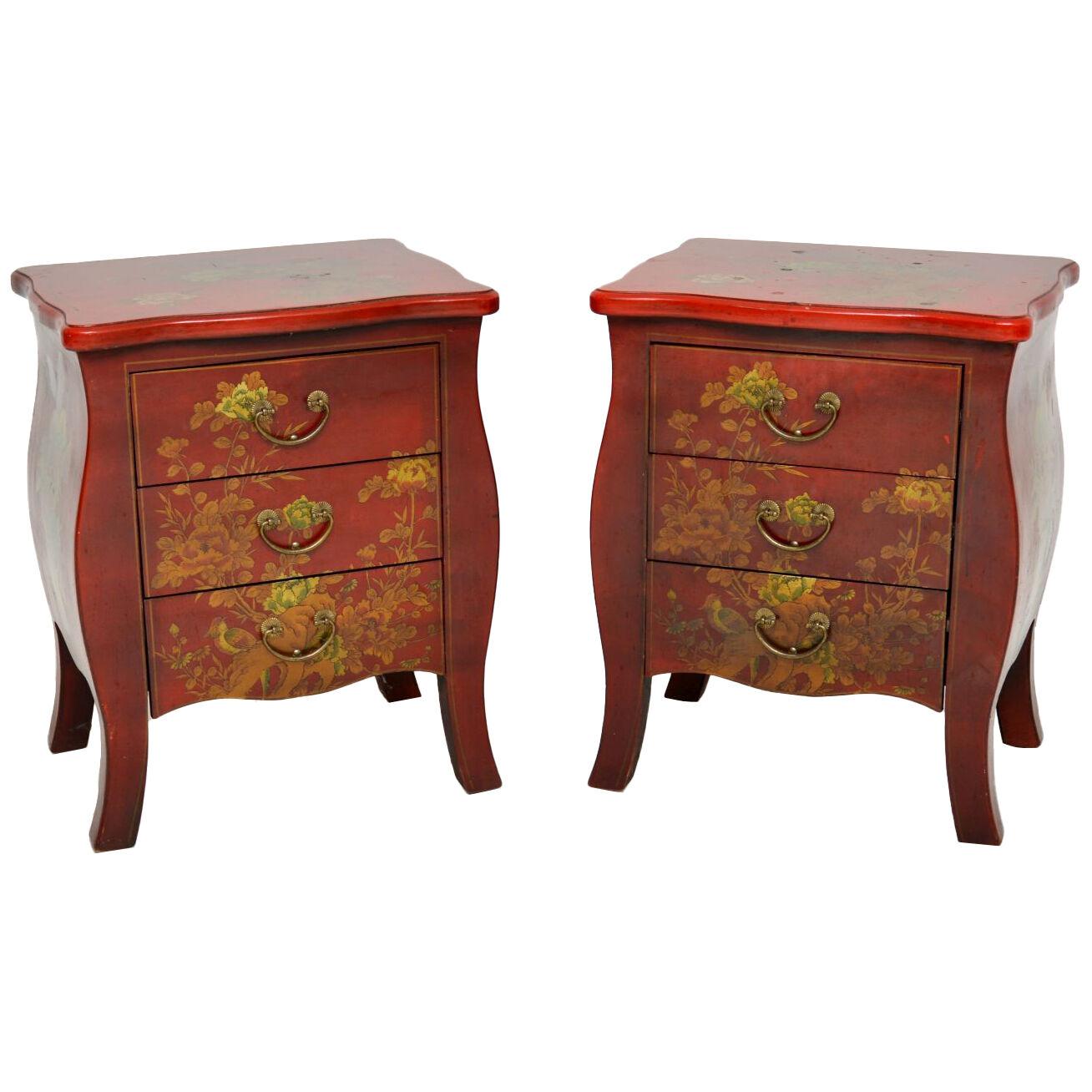 Pair of Antique Lacquered Chinoiserie Bedside Chests
