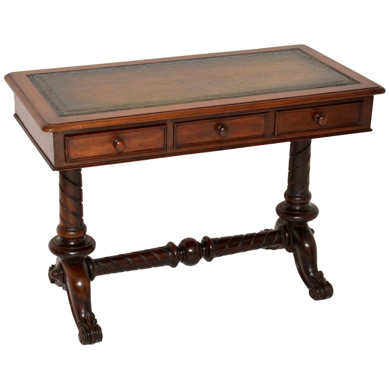 Antique William IV Mahogany Leather Writing Table / Desk