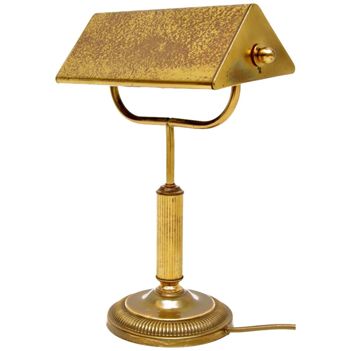 Vintage Solid Brass Bankers Desk Lamp