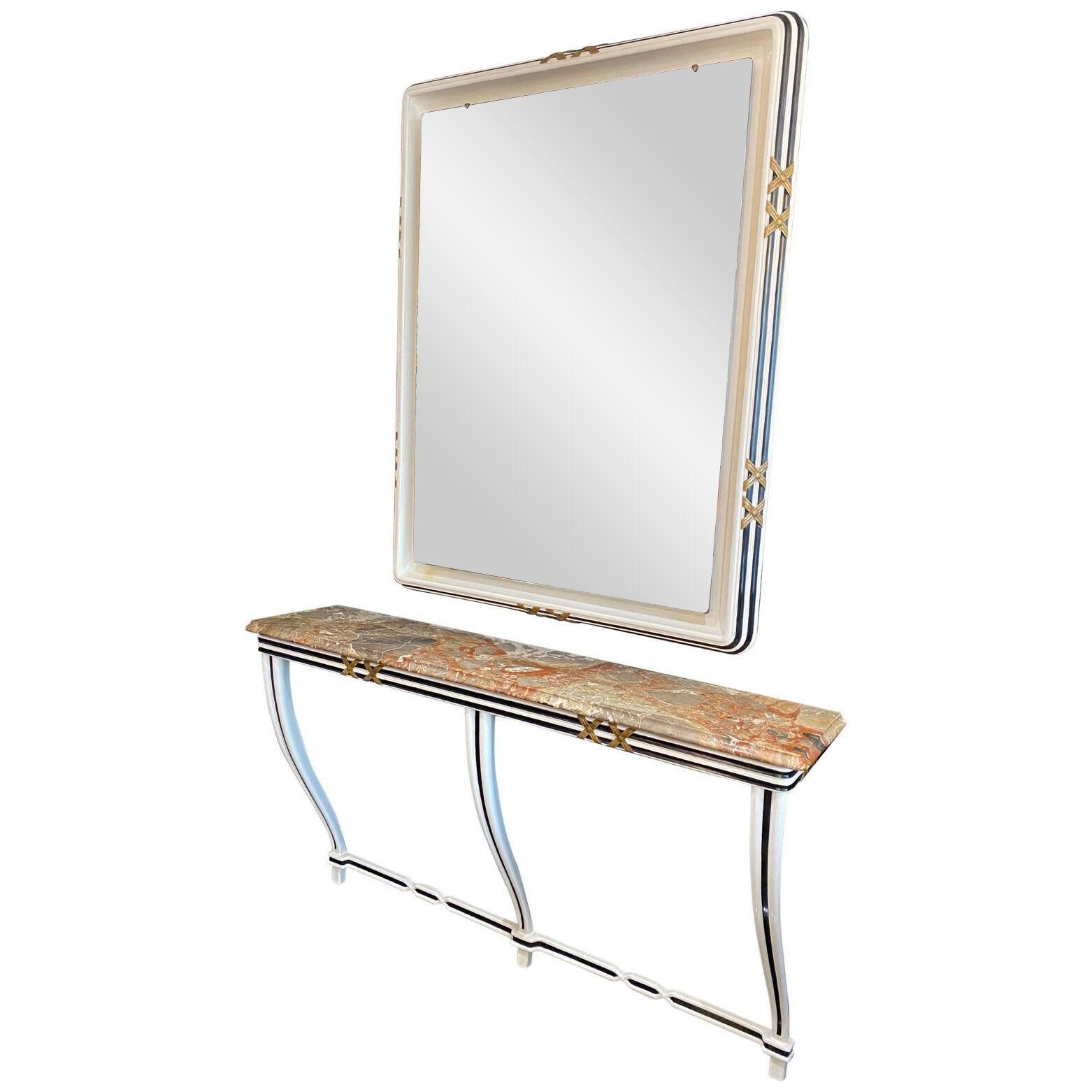 Art Deco Osvaldo Borsani Console Table & Large Mirror