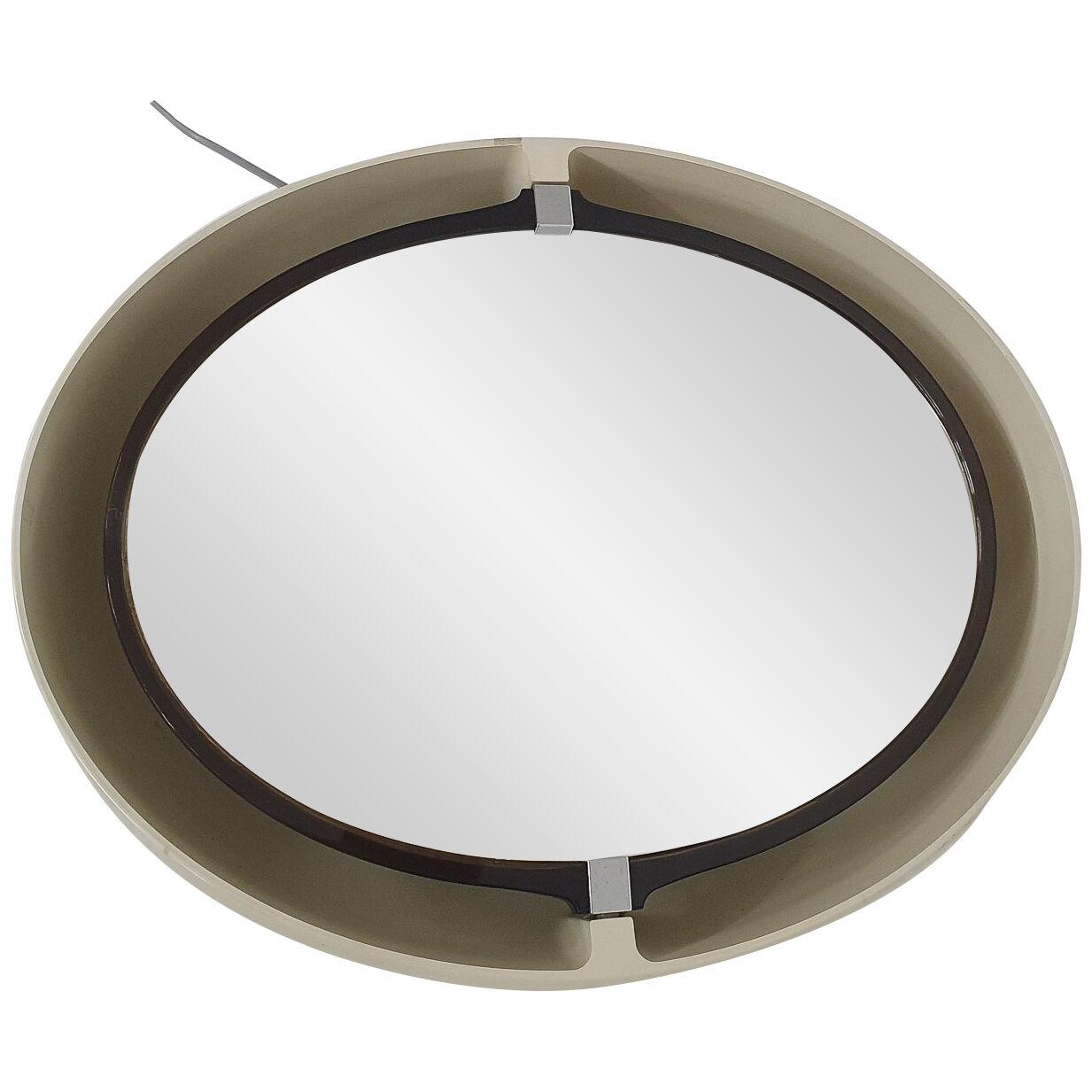 White oval space age mirror by Allibert, Germany 1970's