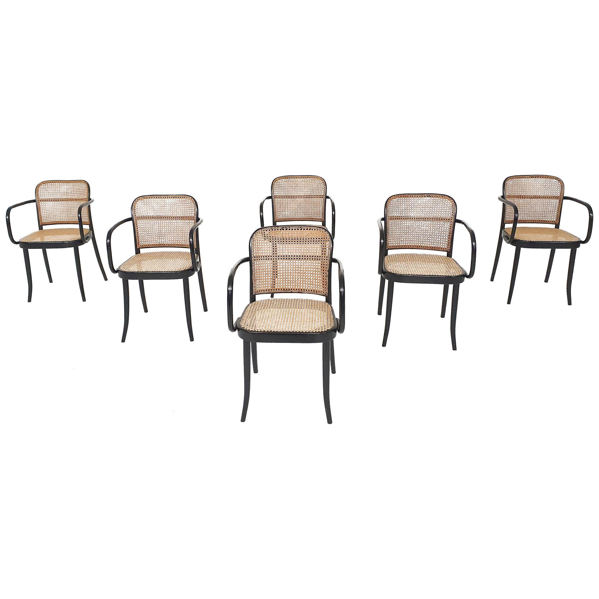 Set of six Josef Hoffman for Thonet a811 dining chairs