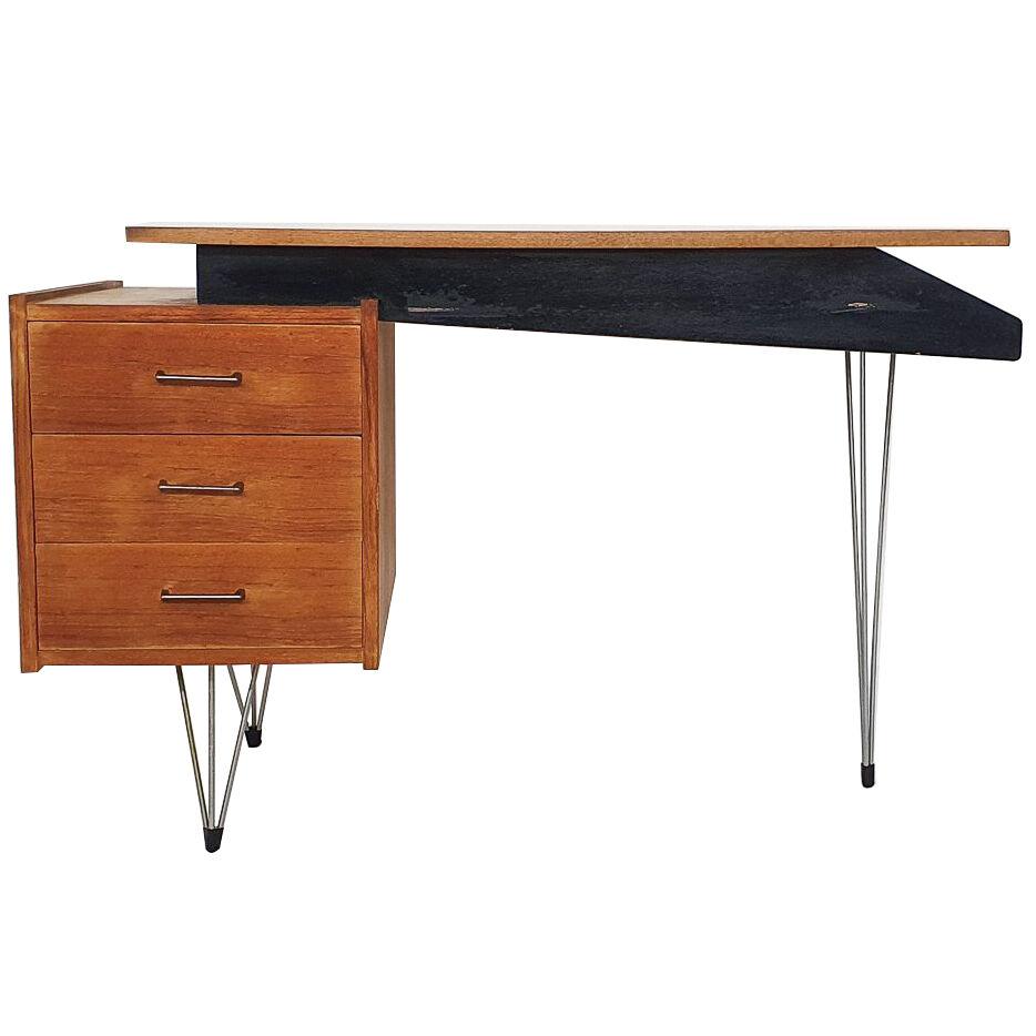 Teak hairpin desk by Tijsseling, The Netherlands 1960's