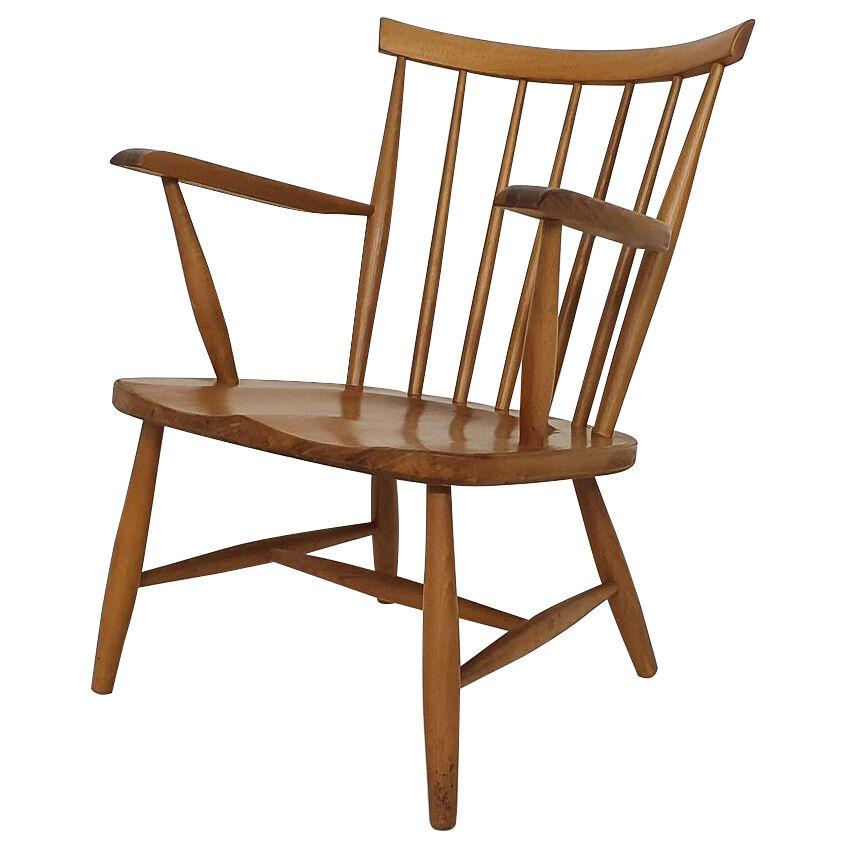 Scandinavian Modern Spindle back arm chair, 1960's