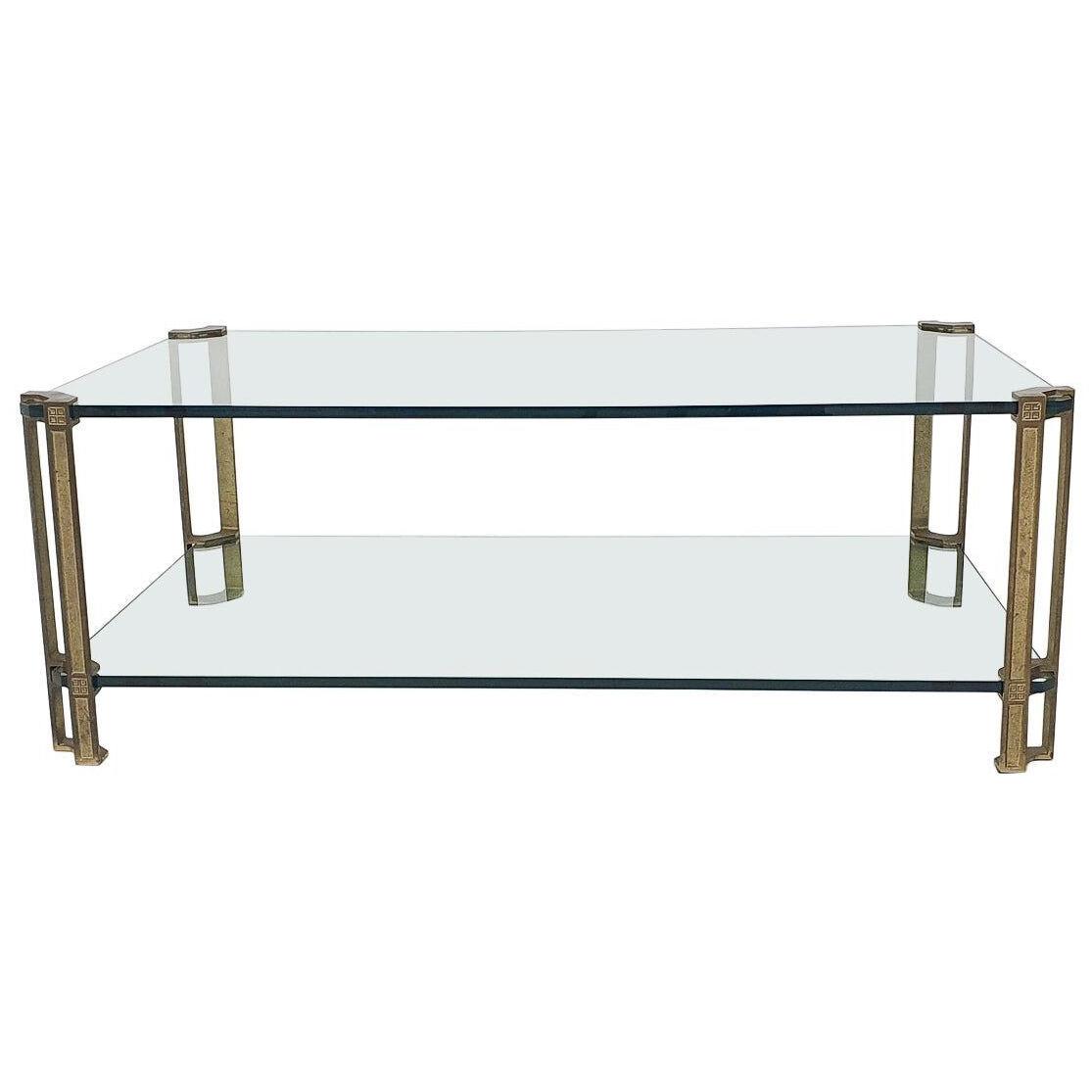 Peter Ghyczy For Ghyzcy Brass And Glass Coffee Table, 1970s