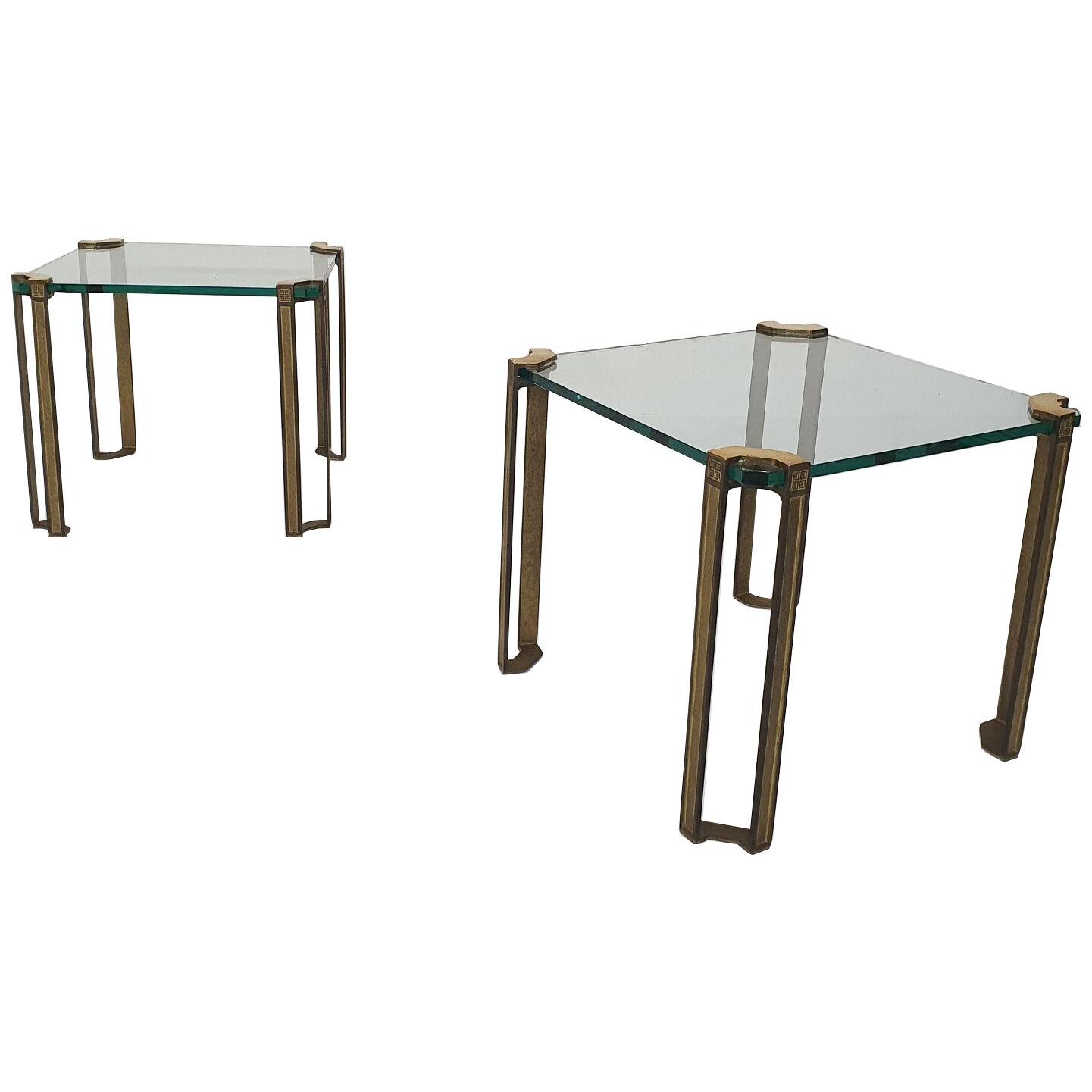 Brass and glass Peter Ghyczy side tables, 1970's