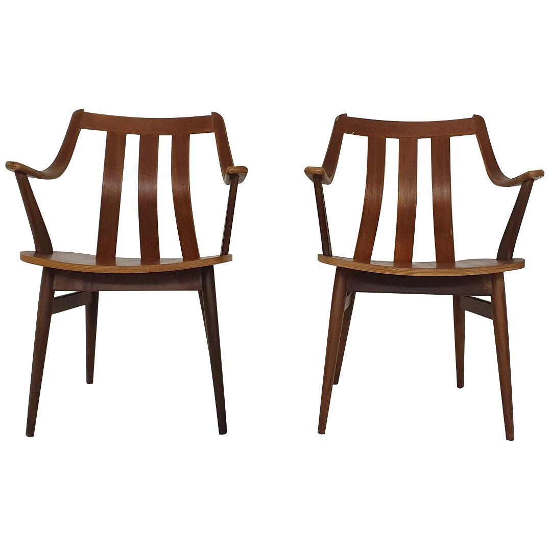 Set of two teak arm chairs, The Netherlands 1960's
