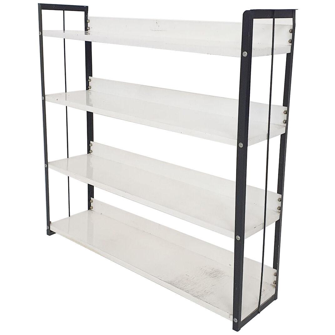 Black and white metal book shelves attrb. to Tomado, Holland, 1950's