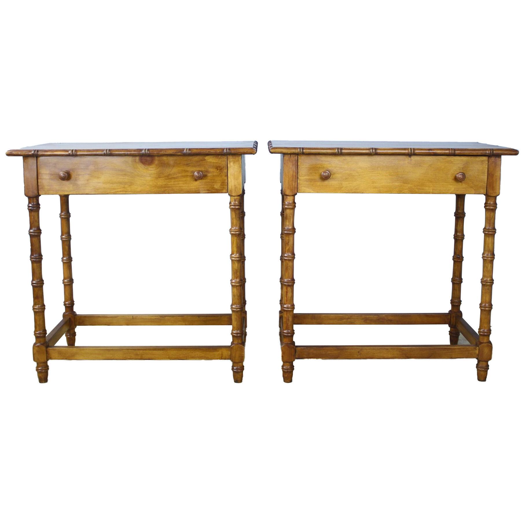 Pair of Antique Faux Bamboo Side Tables