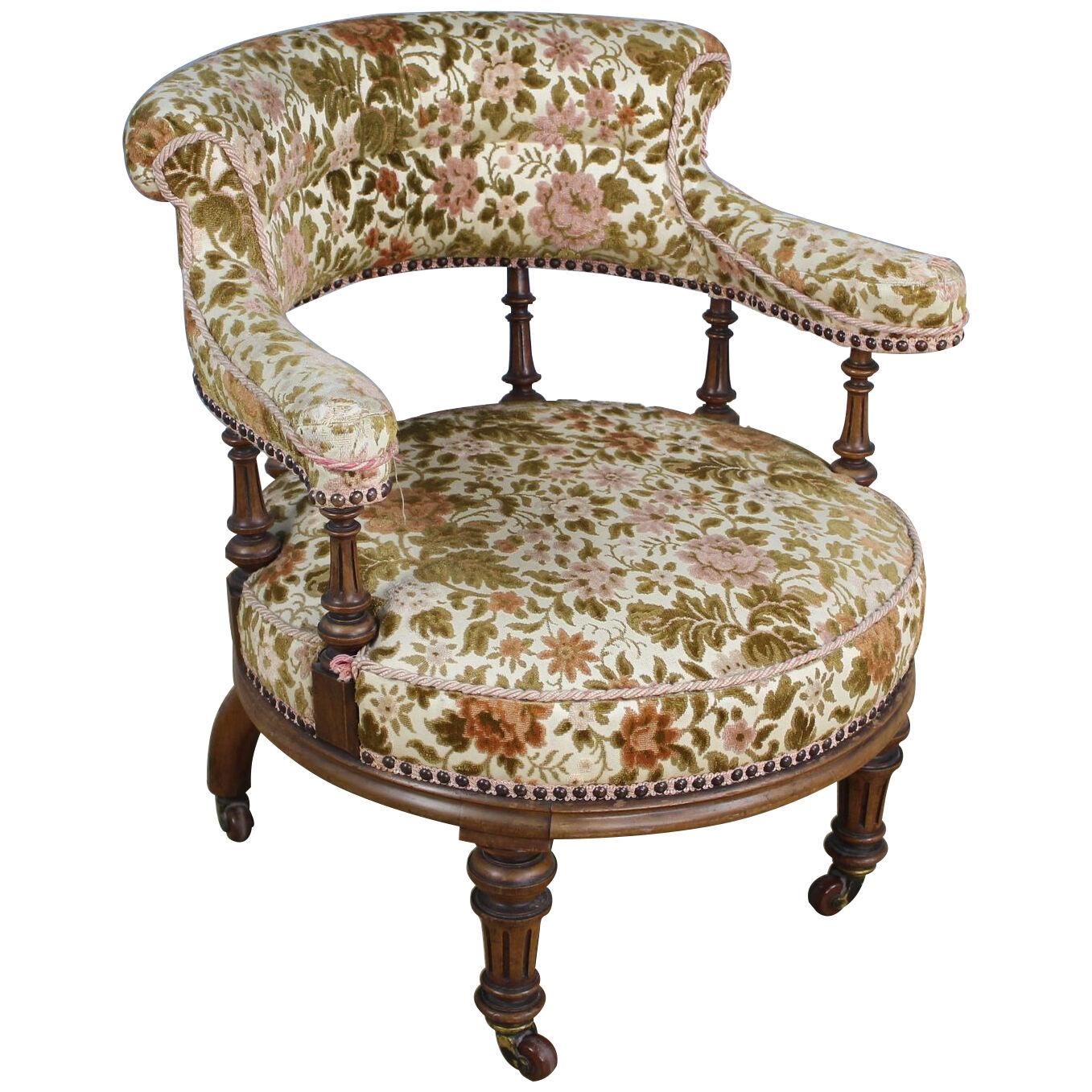 19th Century Easy Chair with Walnut Frame