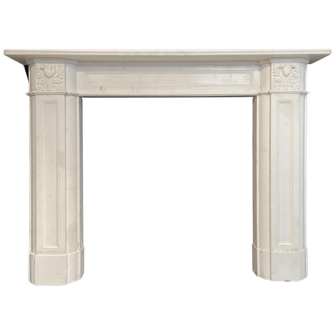 English Regency Statuary White Marble Fireplace Mantel