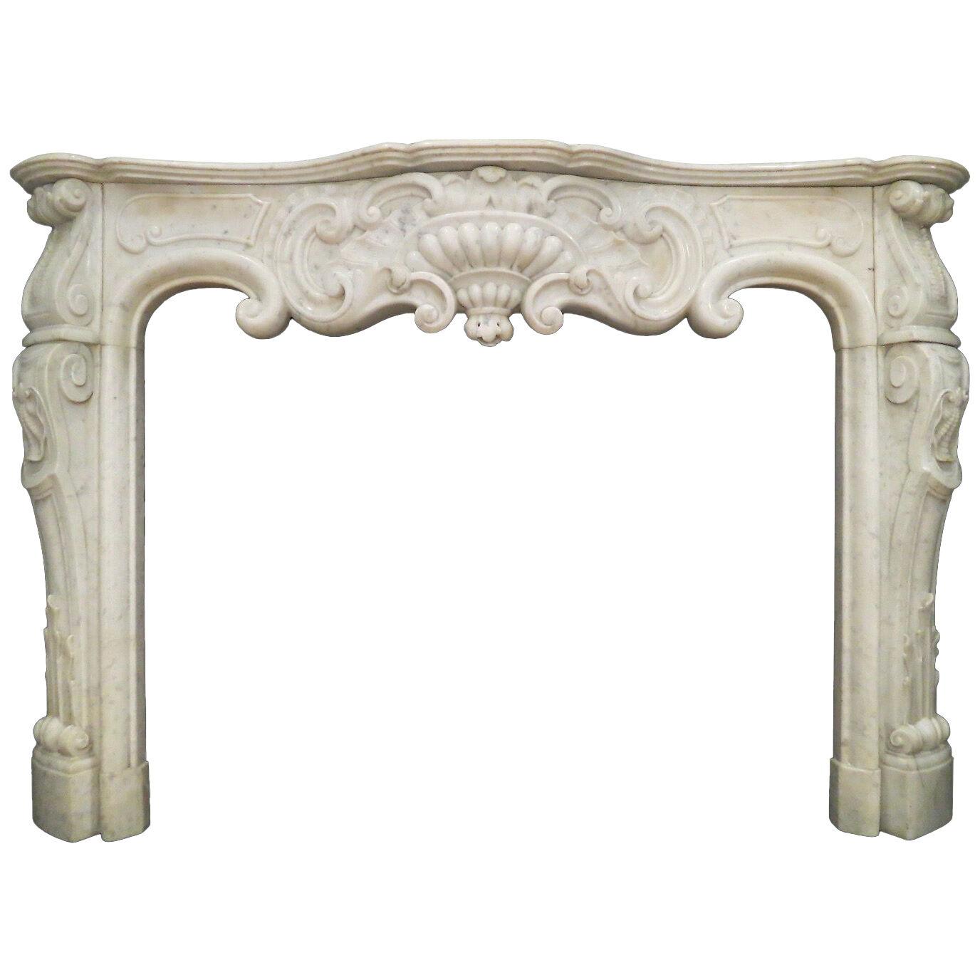 Antique Rococo Louis XV Marble Fireplace Mantel