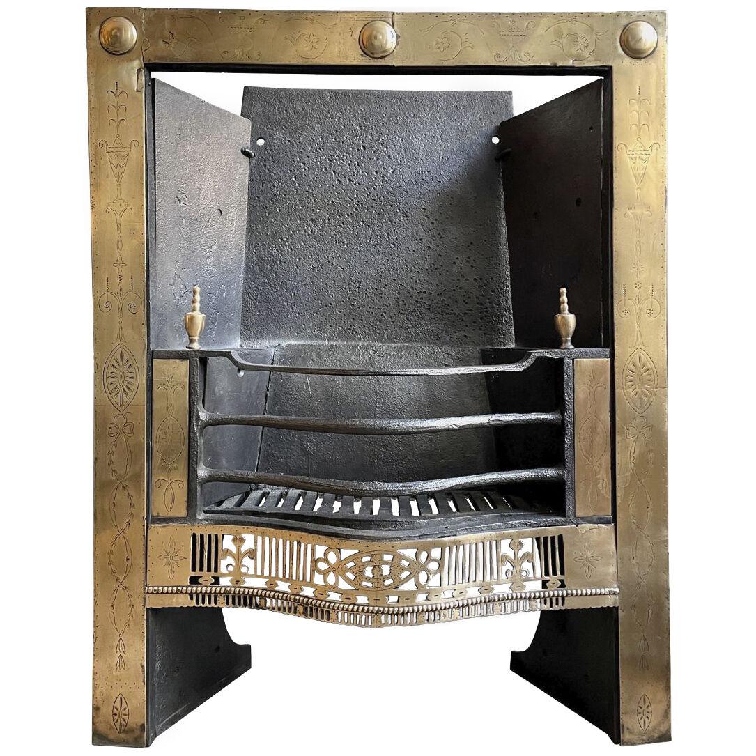 18th Century Irish Brass Register Grate Fireplace