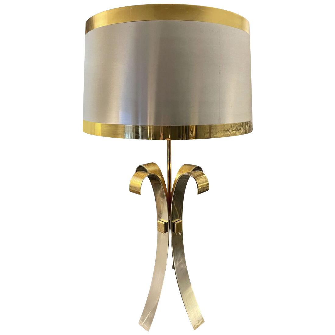 A Steel and Brass "Corolle"  Table Lamp By Maison Charles 