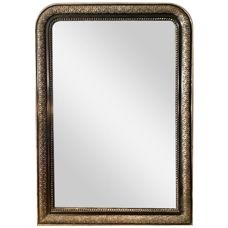 Silver Gilt and Ebonized Antique French Mirror
