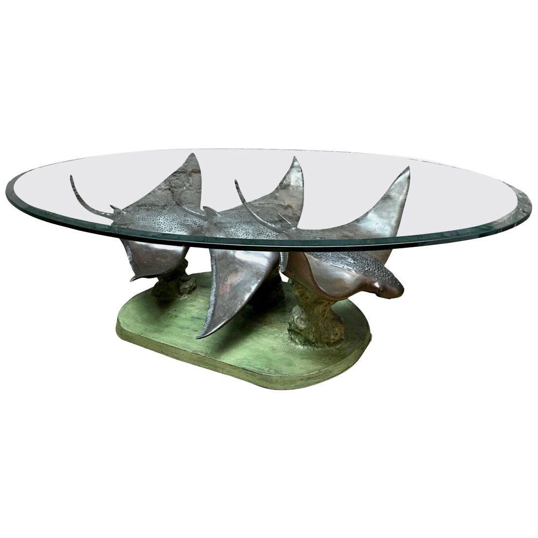 Large French Bronze "Sting Ray" Coffee Table