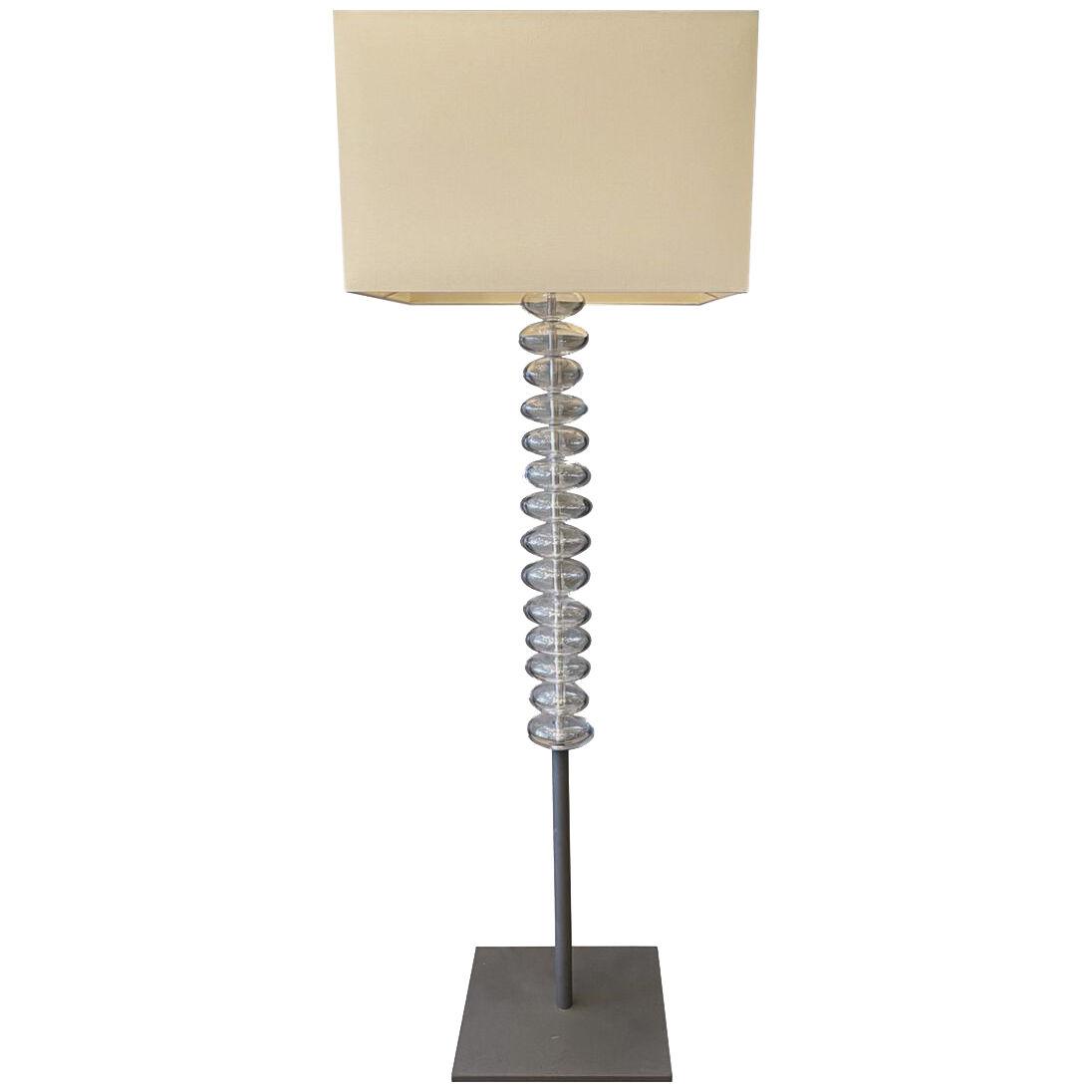 Large Murano Glass and Steel Floor Lamp by Jean-Marie Massaud