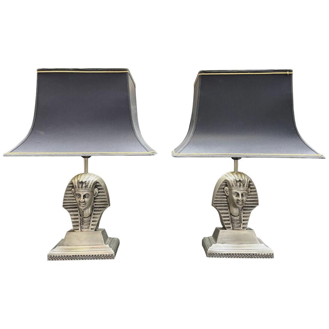A Pair of Pharaoh Head Table Lamps