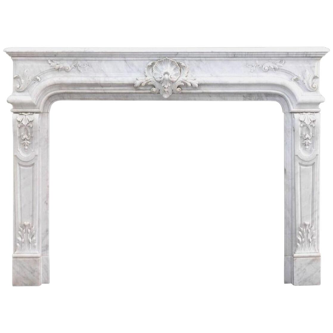 A Large Antique French Marble Fireplace Mantel