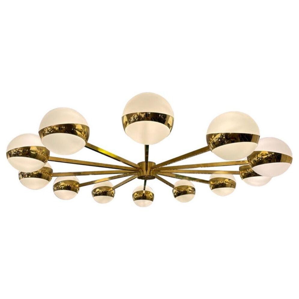 Chandelier in Brass with 12 Arms, circa 1960s