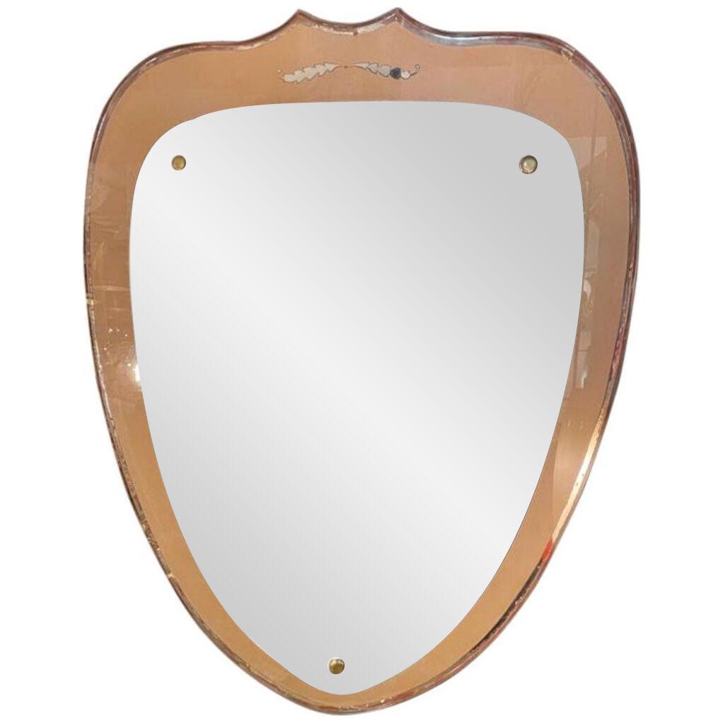 Italian Mirror in the Shape of Shield, circa 1940