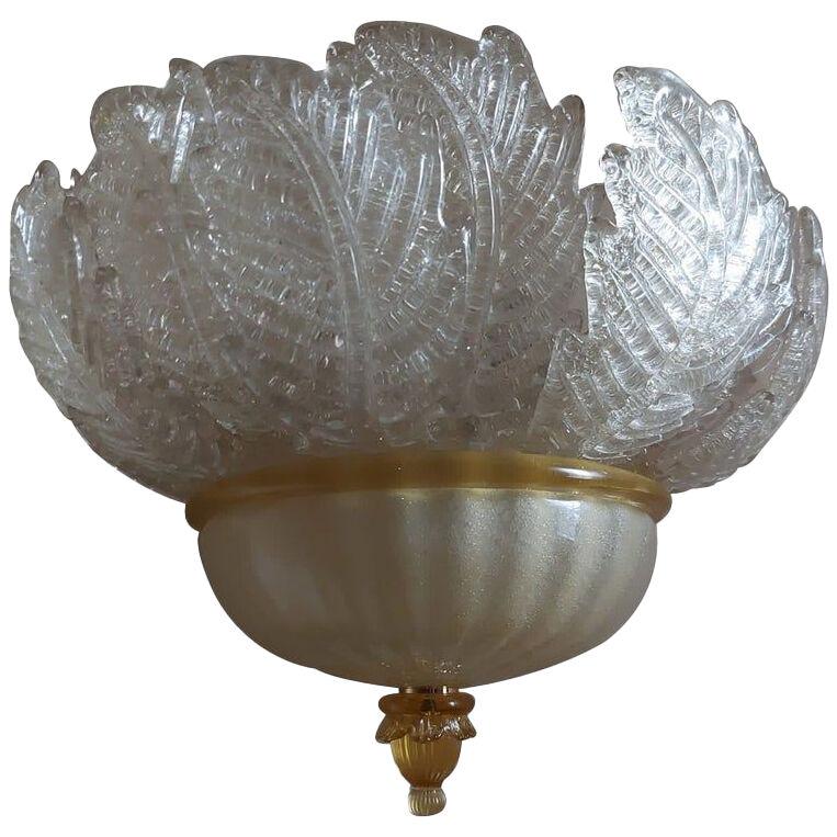 Flush Mount in Murano with Gold Inclusion by Barovier&Toso, Italy 1930s