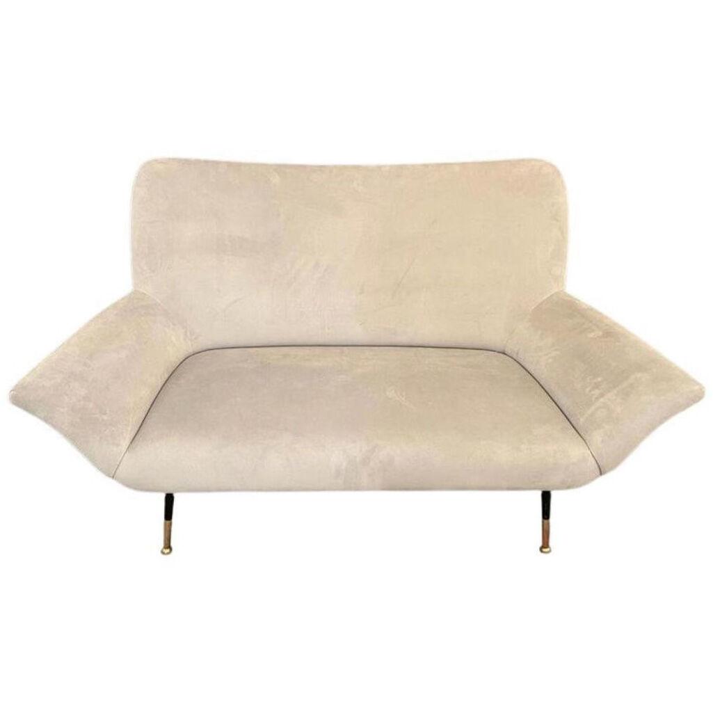 Two Seater Sofa in Grey Velvet