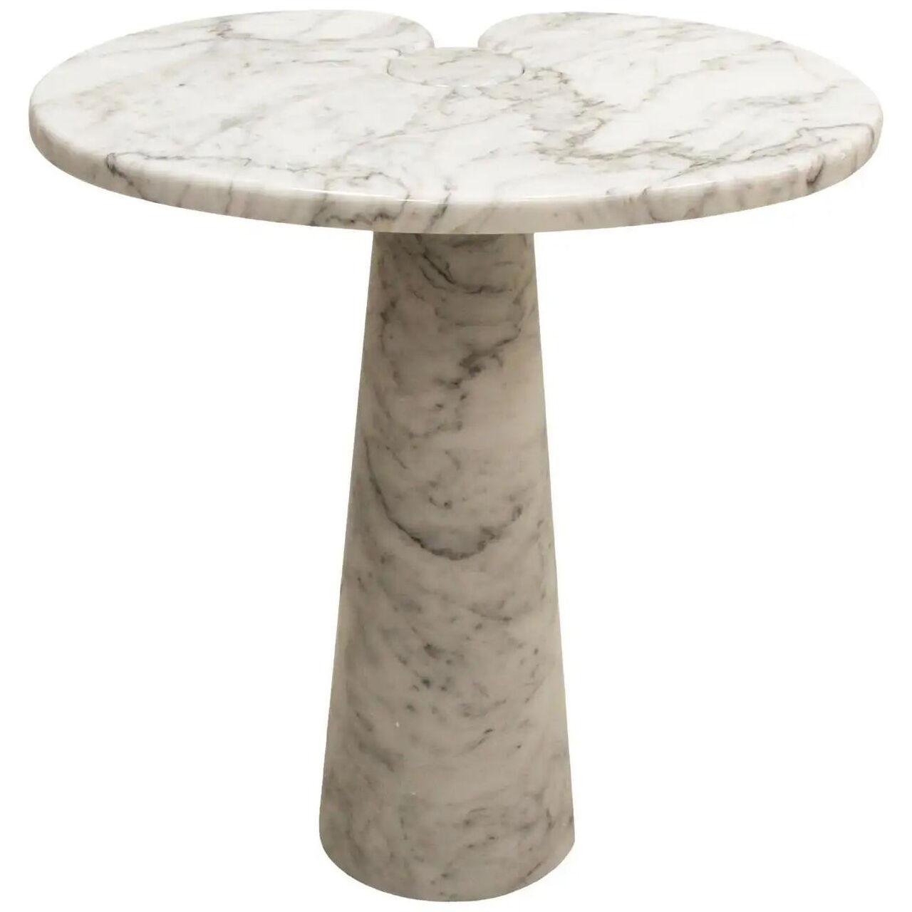 Original Angelo Mangiarotti Italian "Eros" Carrara Arabescato Marble Side Table