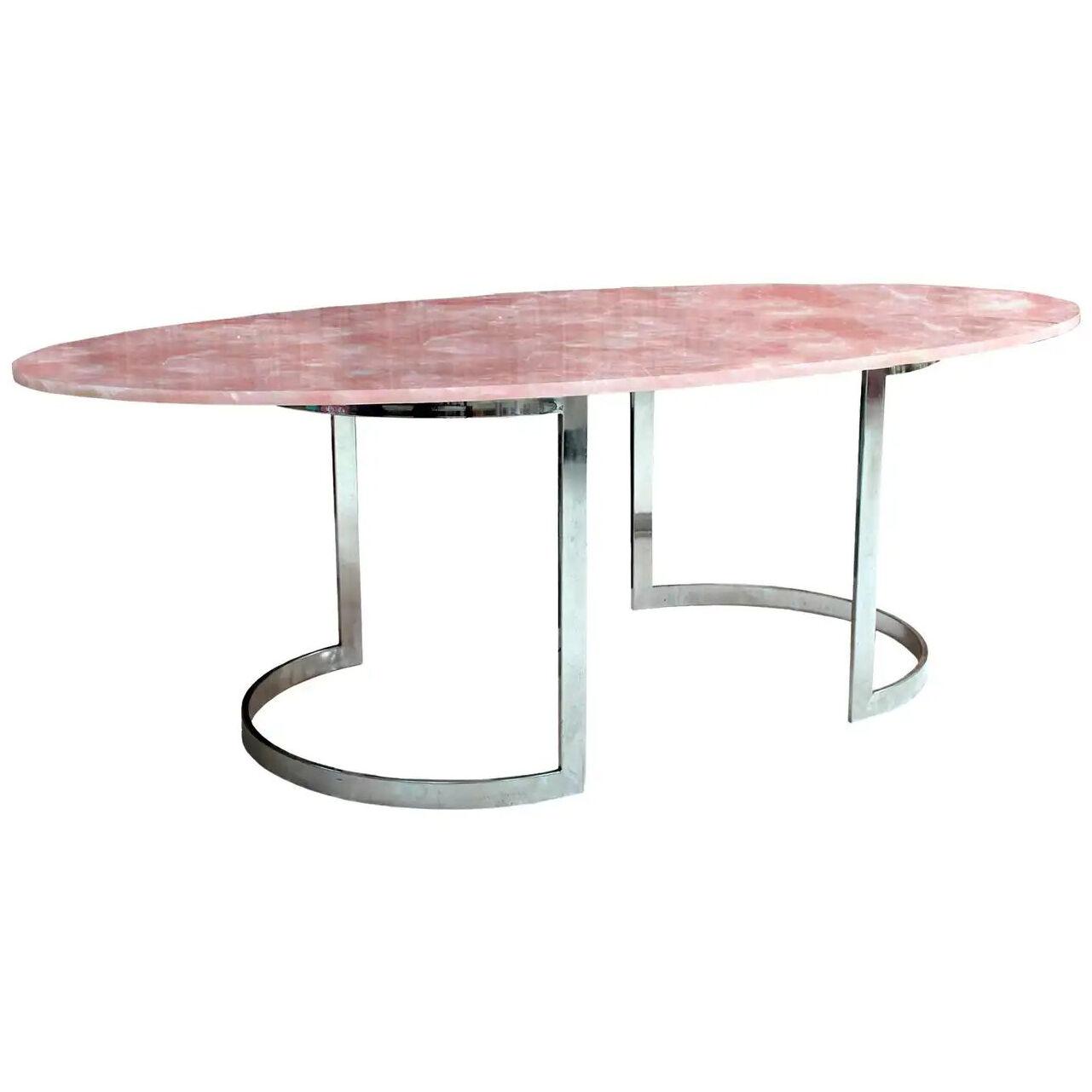 Contemporary Dining Table Made of Rose Quartz Designed by L.A. Studio