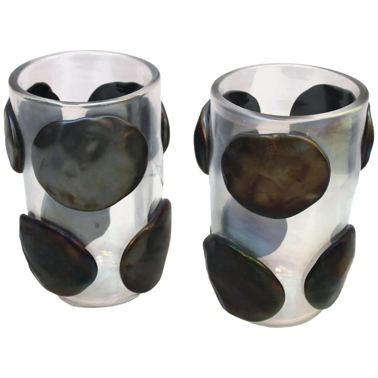 Mid-Century Modern Costantini Murano Glass Italian, Pair of Vases