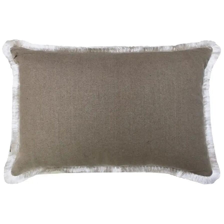 Cream Velvet Cushion in Cotton with Double Tinsel and Linen Back