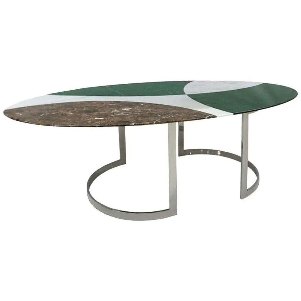 L.a. Studio Contemporary Modern Marble and Steel Italian Dining Table
