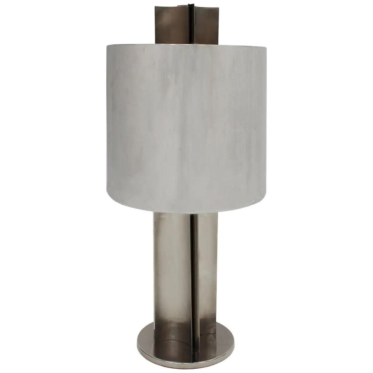 Mid-Century Modern Michel Boyer Steel French Sculptural Table Lamp