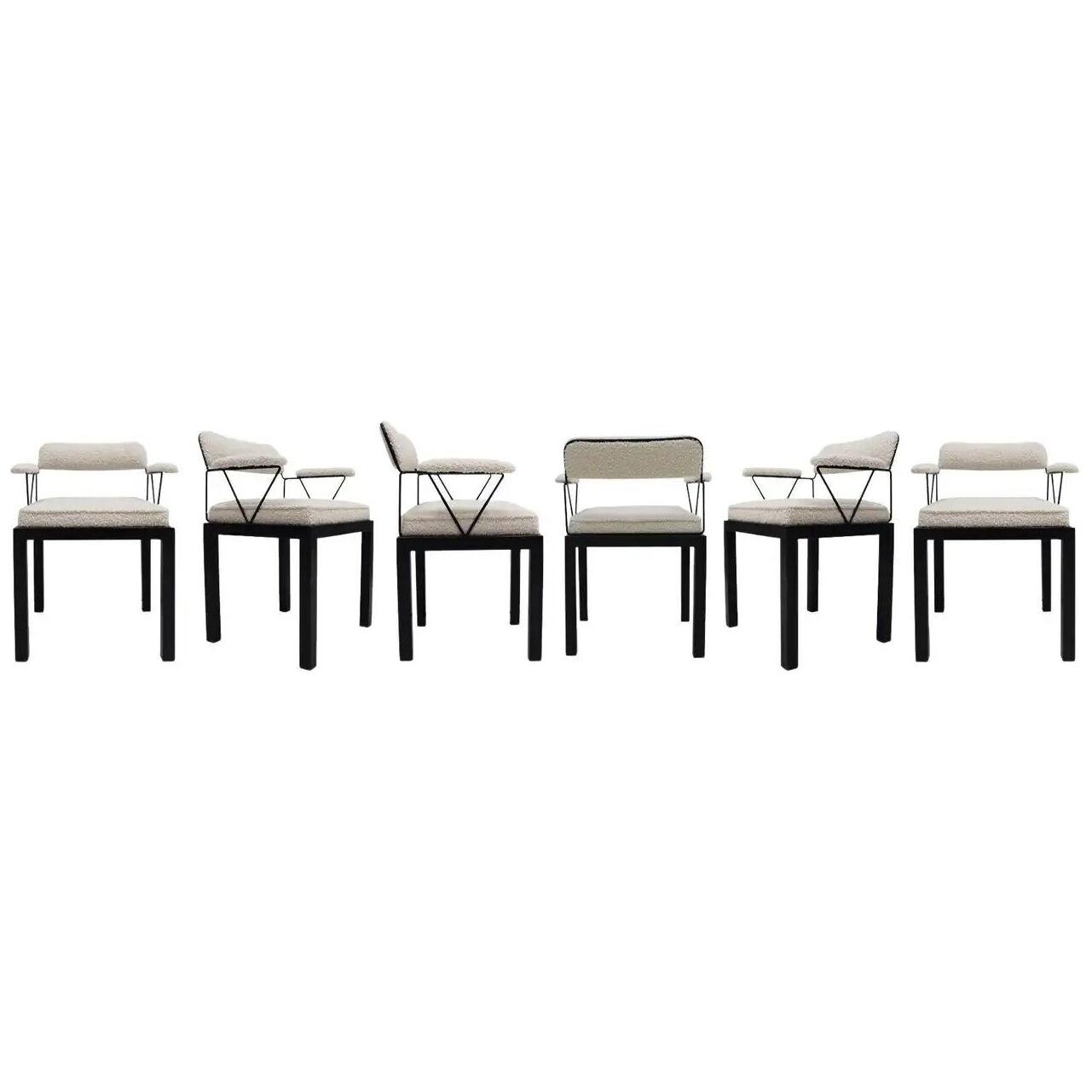 Ettore Sottsass Model "Lodge" Italian 1986 Set of Six Chairs