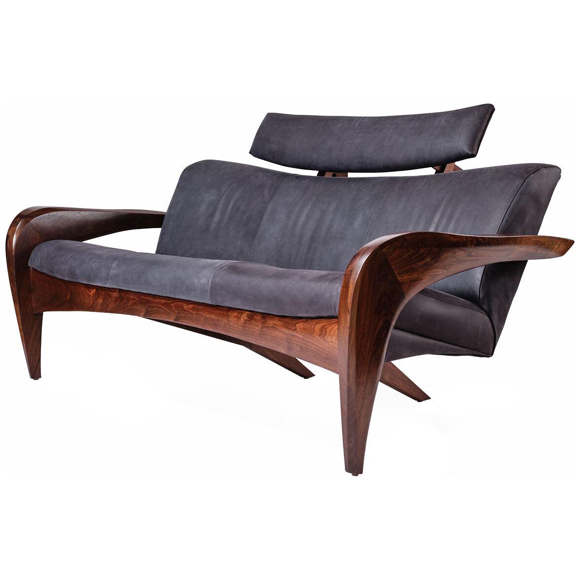 Studio Furniture leather and walnut "swofa" by Fabien Dubrunfaut, 2022