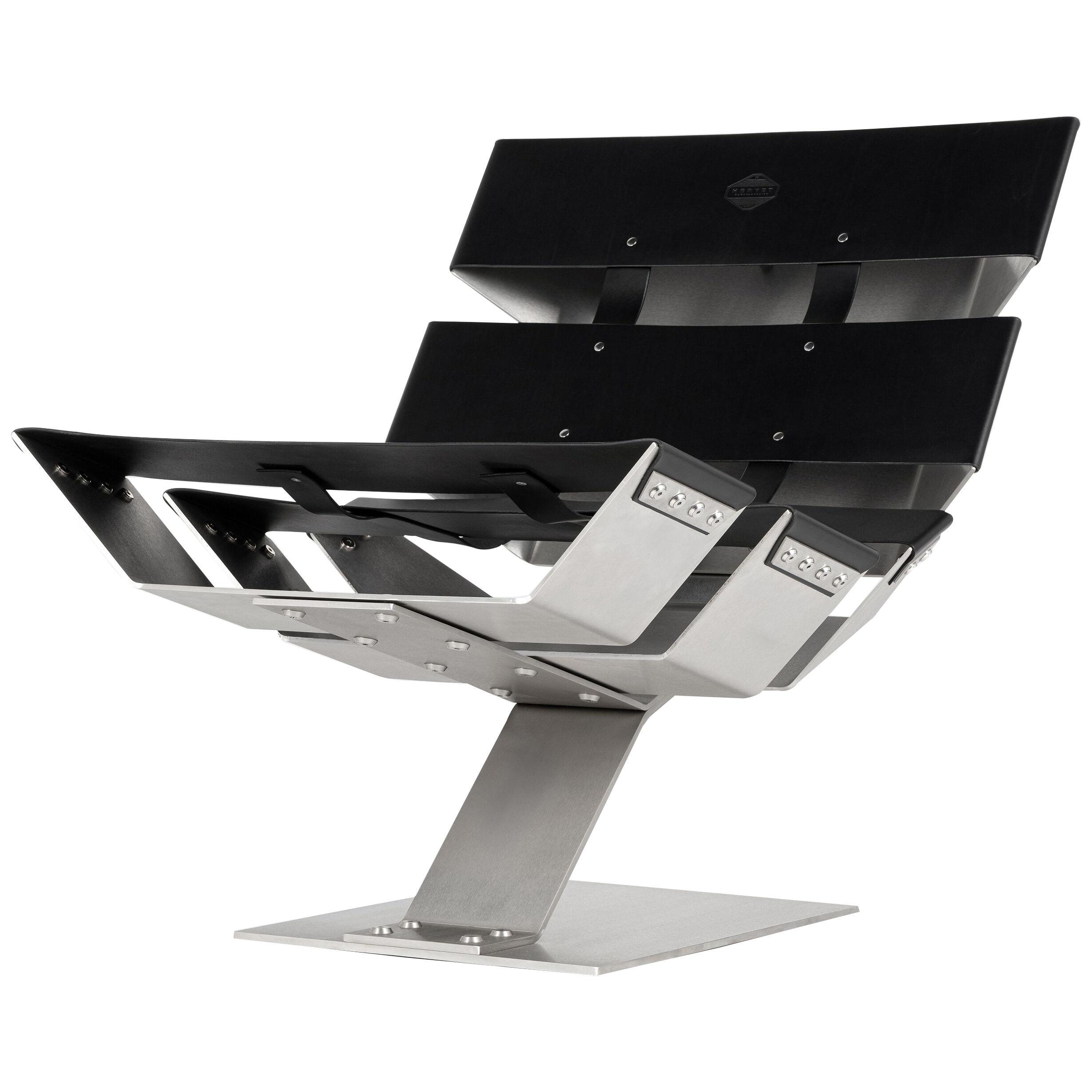 Contemporary handcrafted stainless steel and leather single chair ‘Actarus I’
