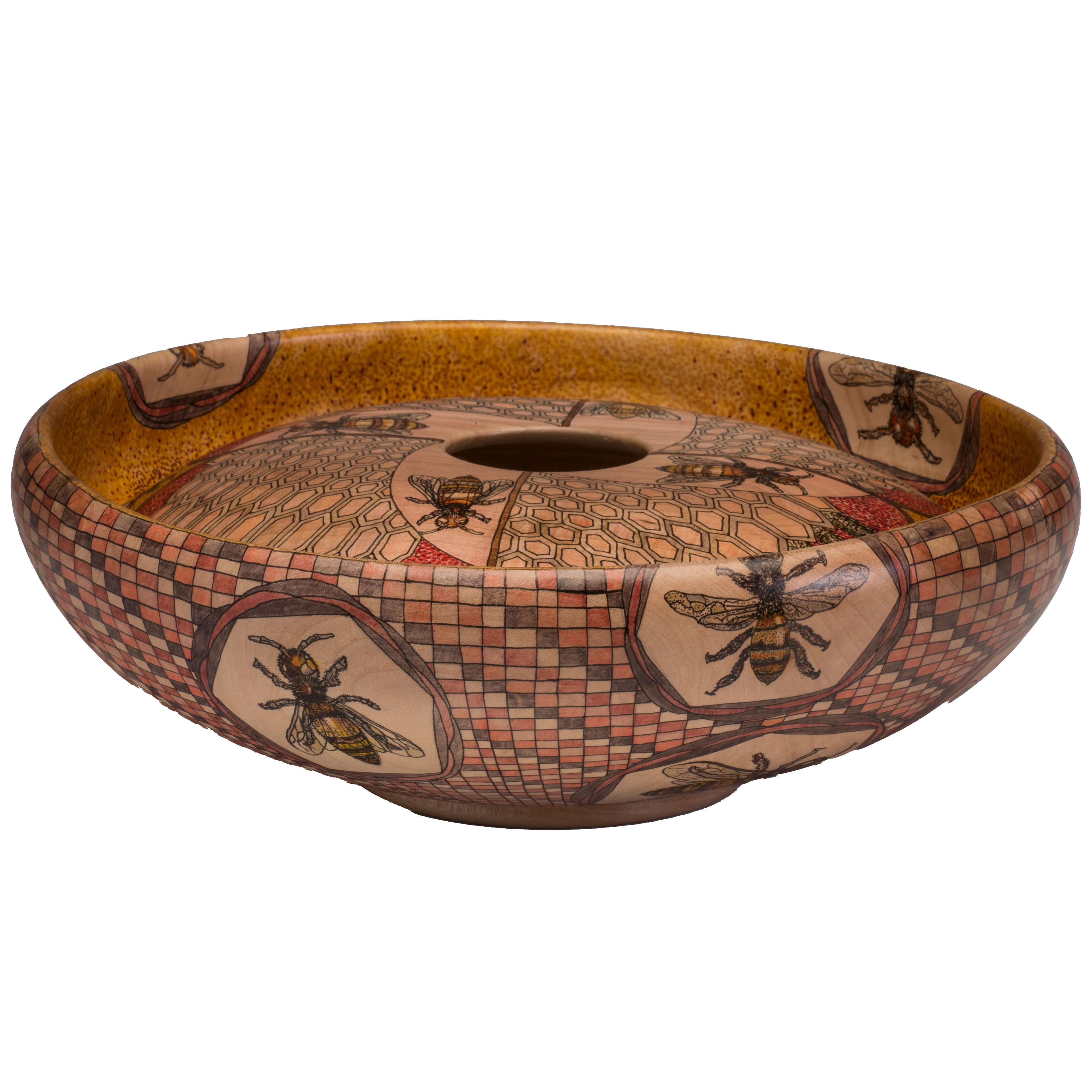 Contemporary studio craft wood turning bowl turned maple
