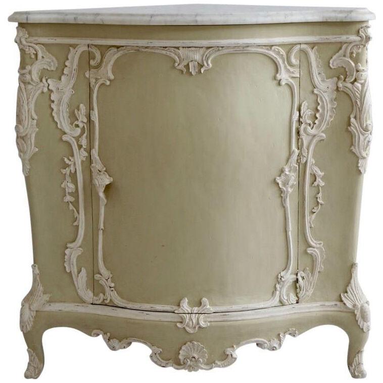 Louis XV Style Corner Cabinet Made by La Maison London with Carrara Marble Top