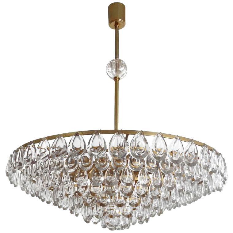 Brass and Glass Chandelier by Palwa