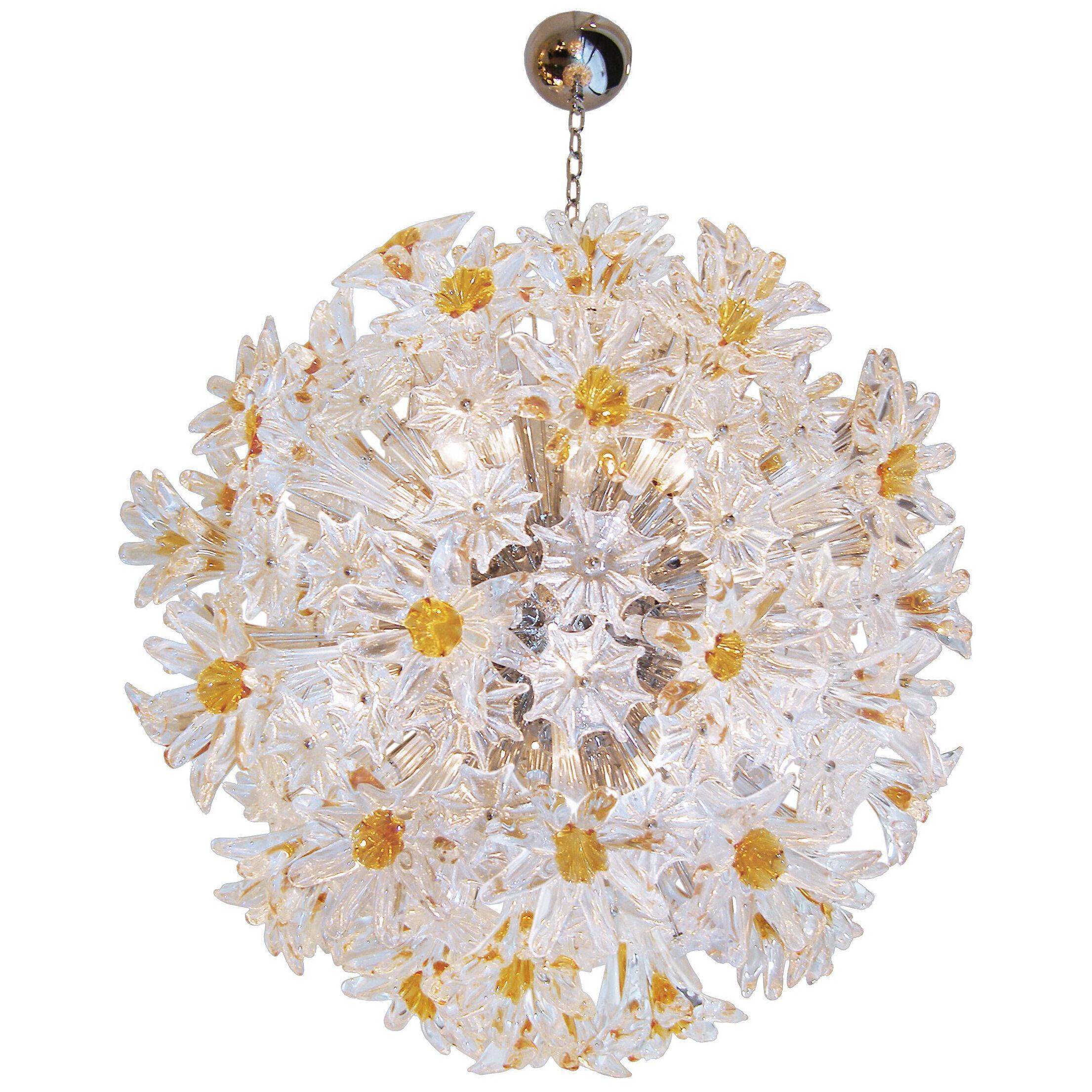 Venini Amber and Clear Esprit Chandelier