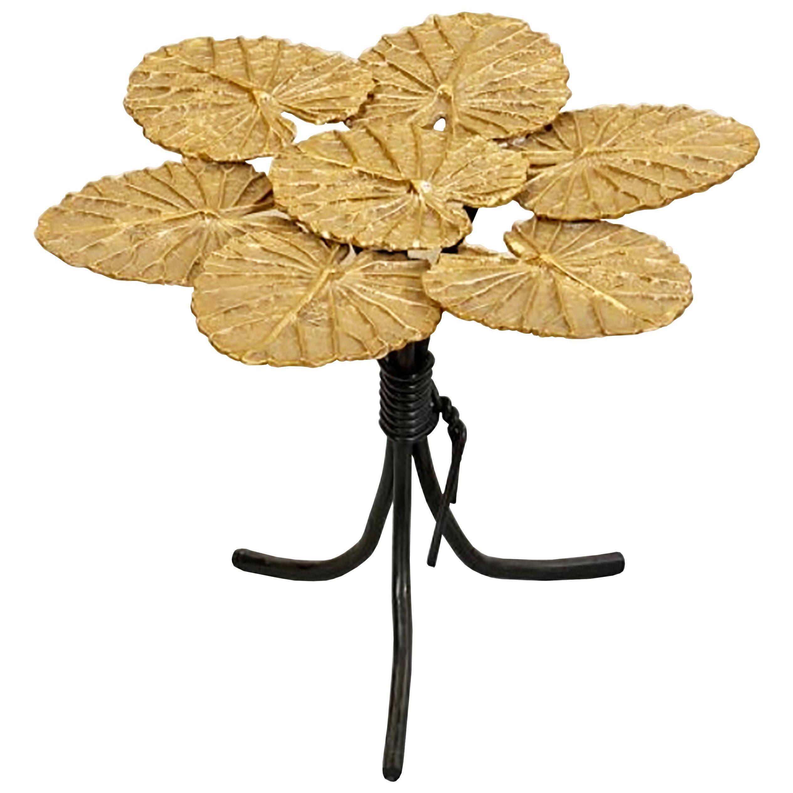 Pair of French Water Lily Leaf Bronze Tables