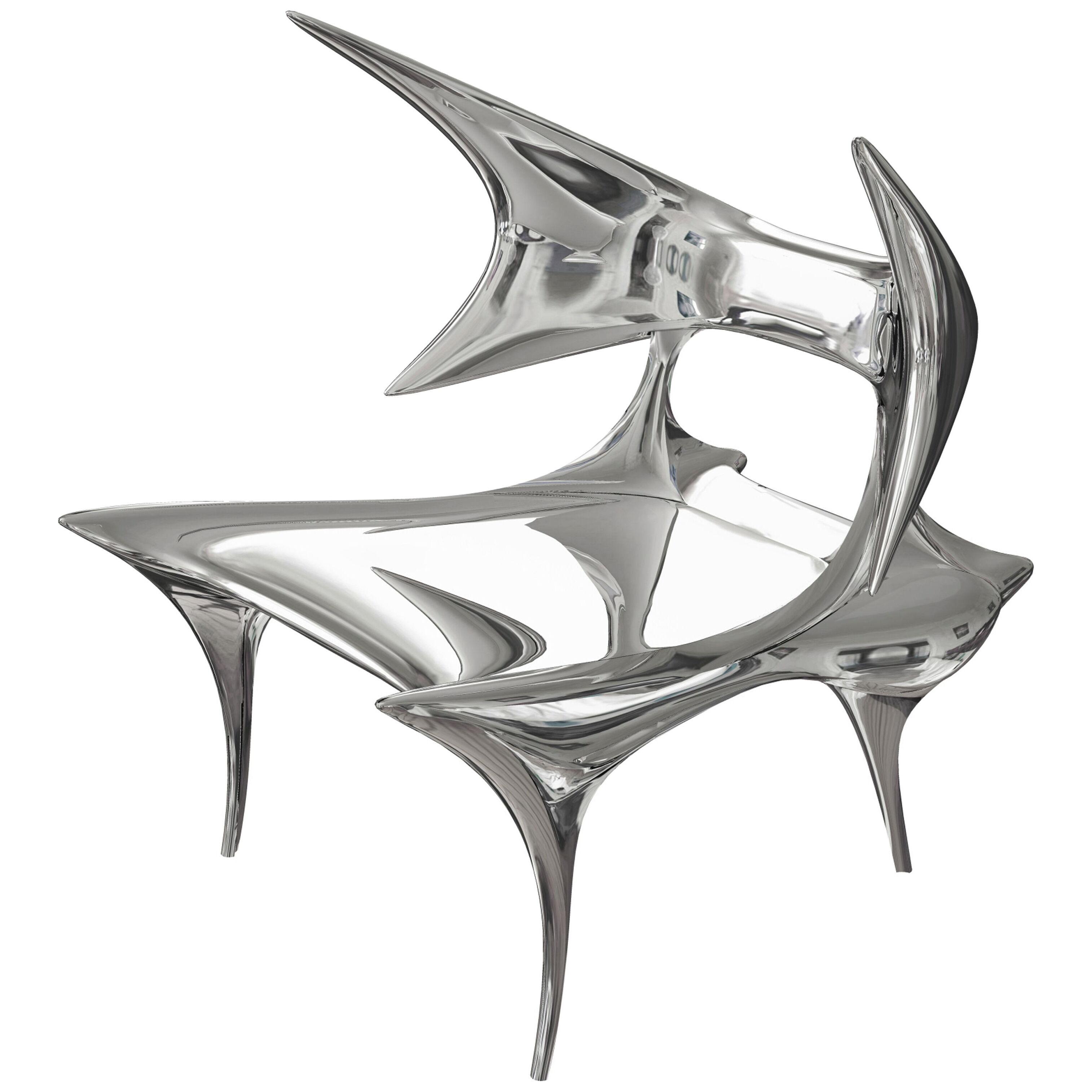  Darboux chair in mirror polished cast stainless steel by Craig Van Den Brulle