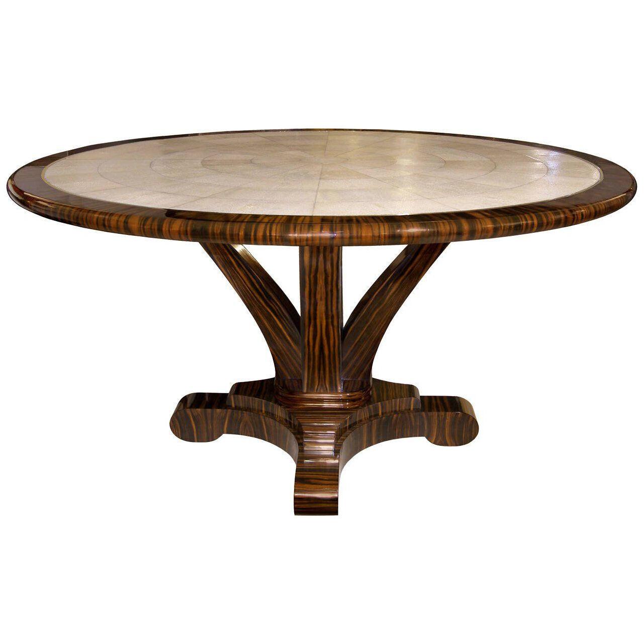 Delfine Macassar Ebony and Shagreen Table with Brass by Craig Van Den Brulle